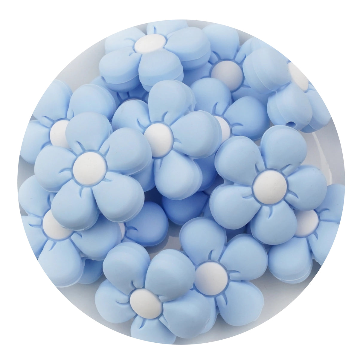 Silicone Focal Bead Daisy - Light Blue