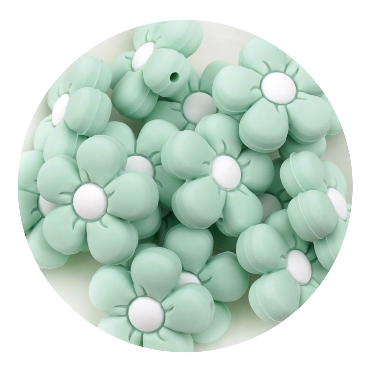 Silicone Focal Bead Daisy - Light Green