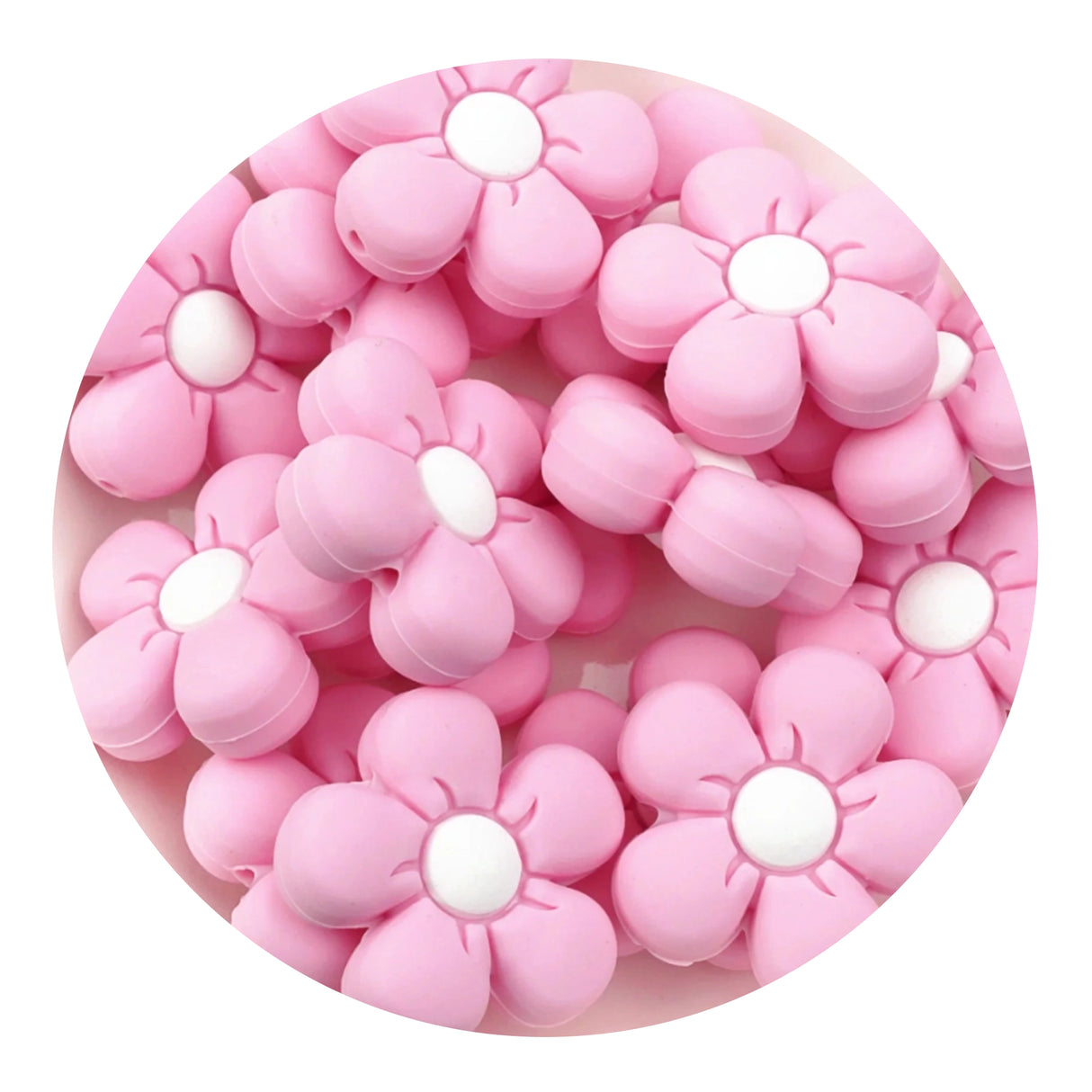 Silicone Focal Bead Daisy - Light Pink