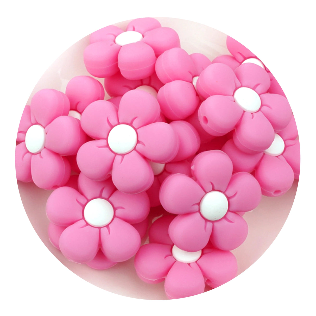 Silicone Focal Bead Daisy - Pink