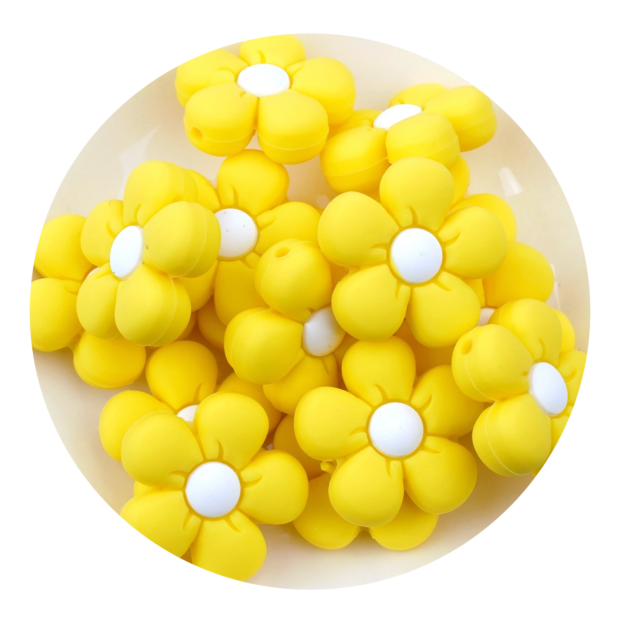 silicone focal bead daisy yellow
