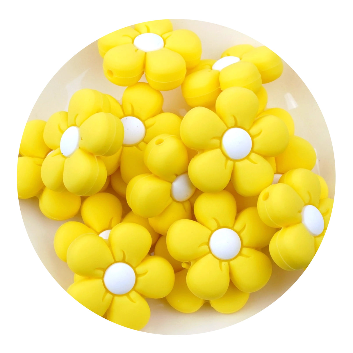 Silicone Focal Bead Daisy - Yellow