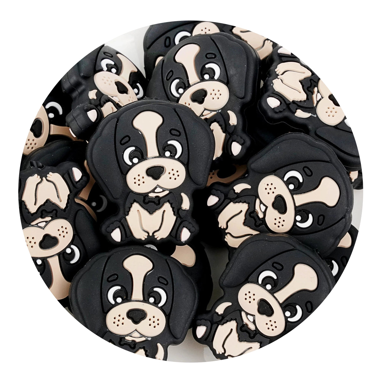 Silicone Focal Bead Dog - Black