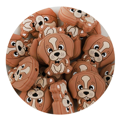 Silicone Focal Bead Dog - Brown