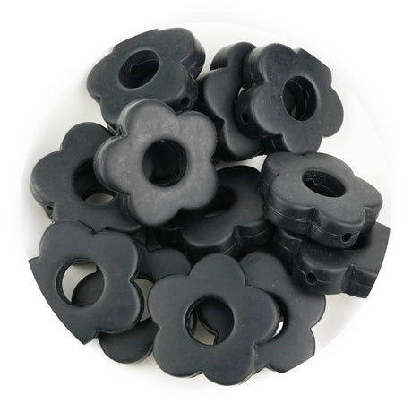 silicone focal bead flower black