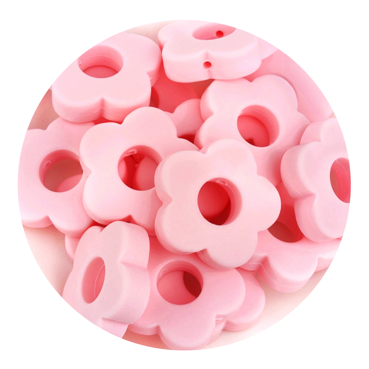 silicone focal bead flower candy pink