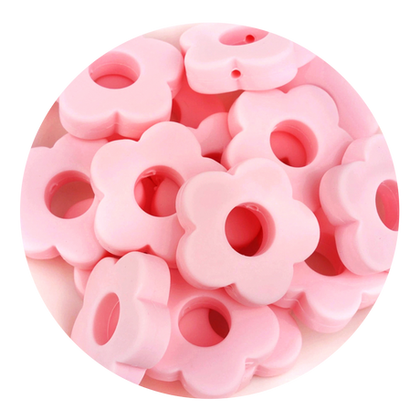 silicone focal bead flower candy pink
