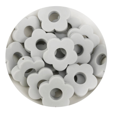 silicone focal bead flower light gray