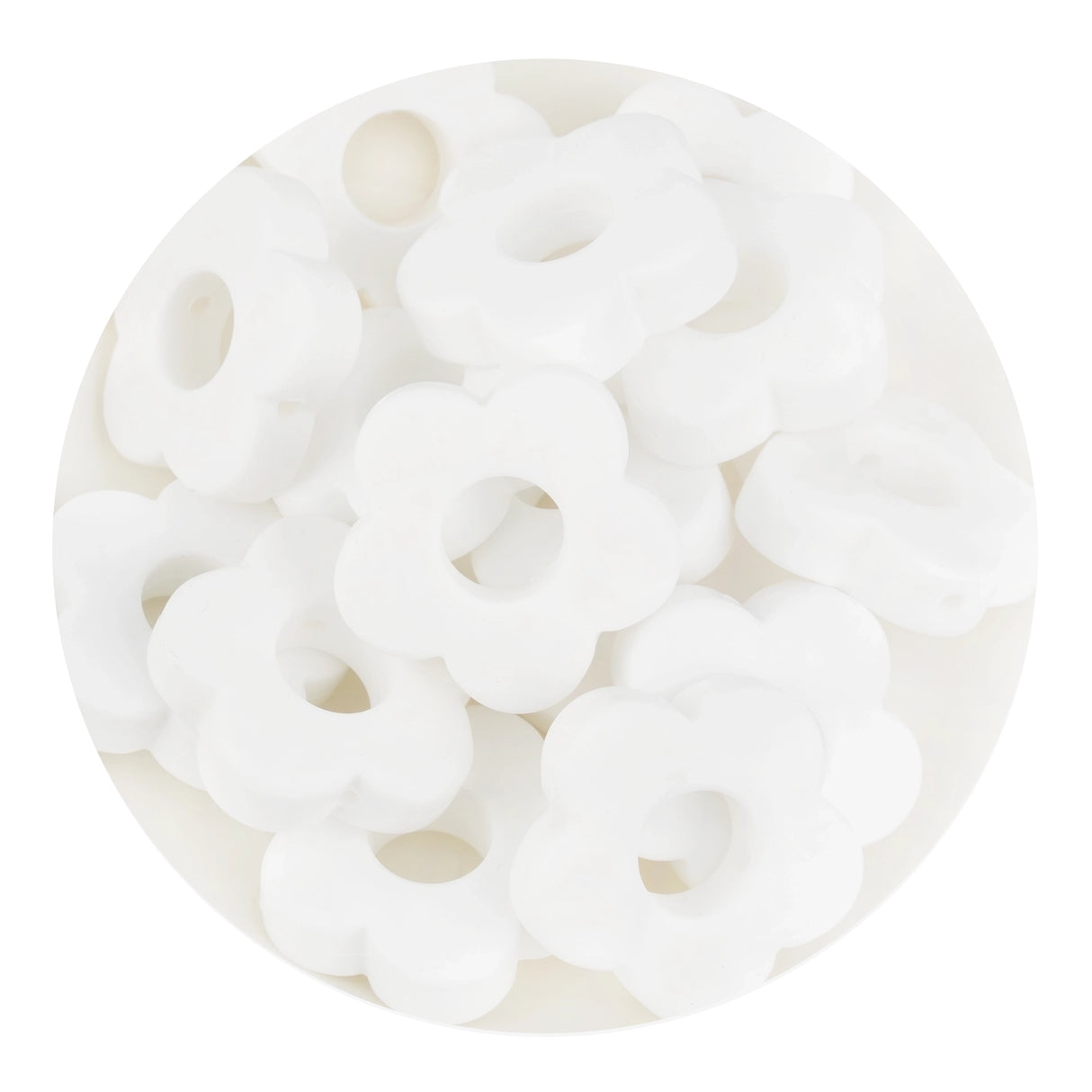 Silicone Focal Bead Flower - White