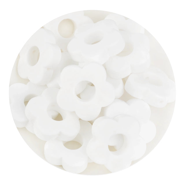 silicone focal bead flower white