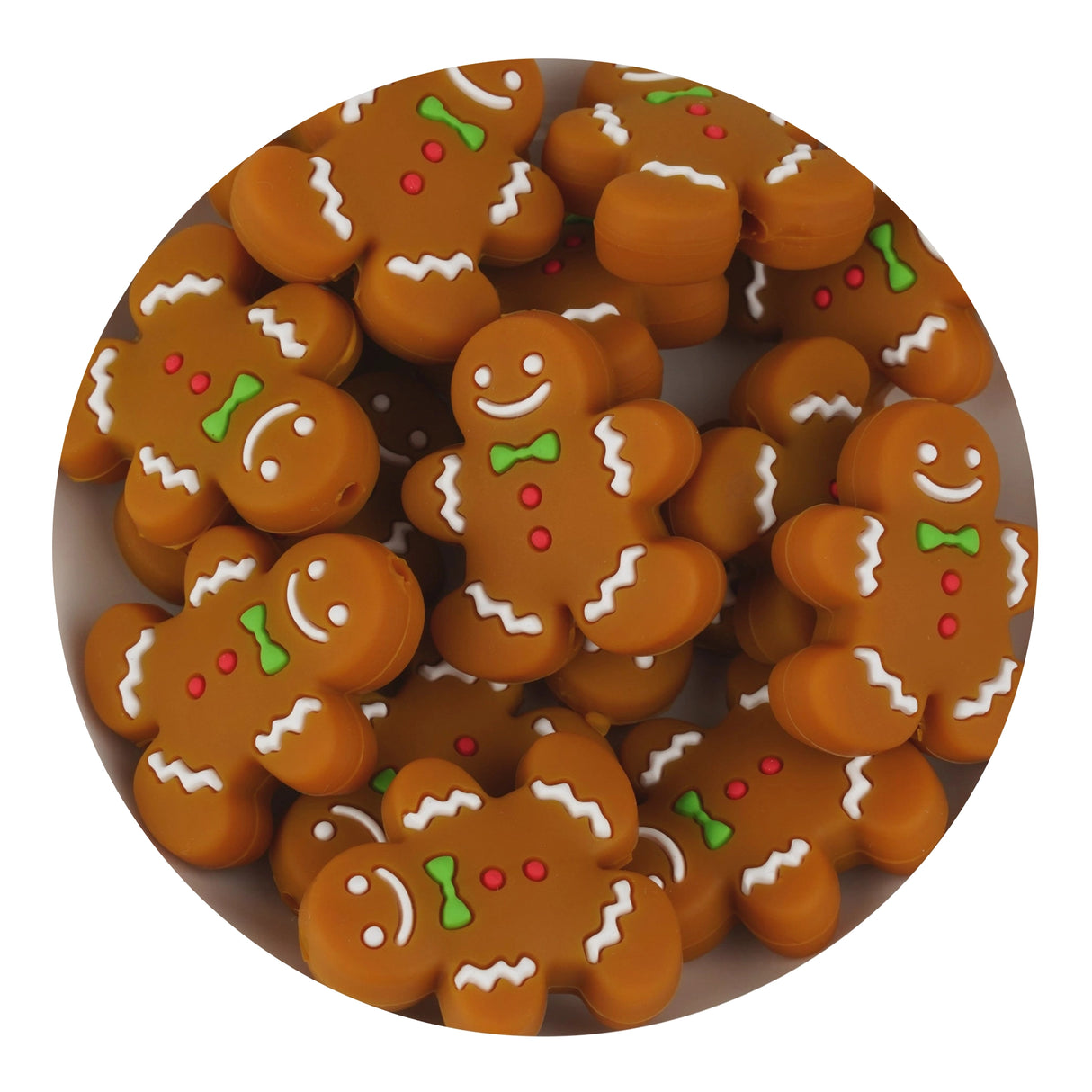 silicone focal bead gingerbread brown