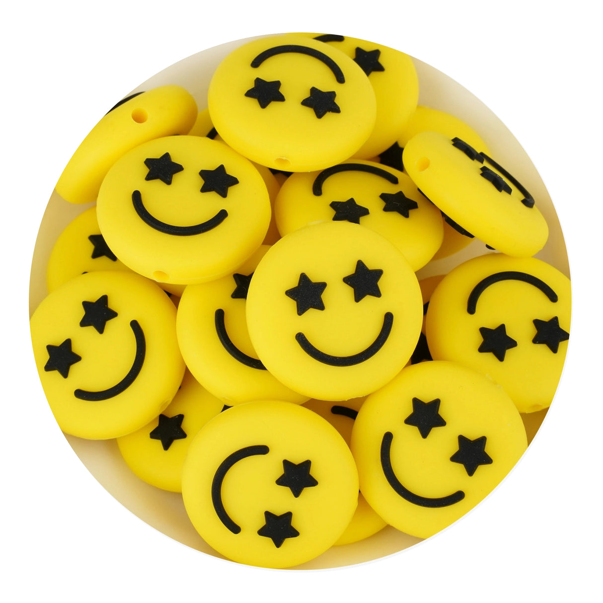 silicone focal bead happy face yellow