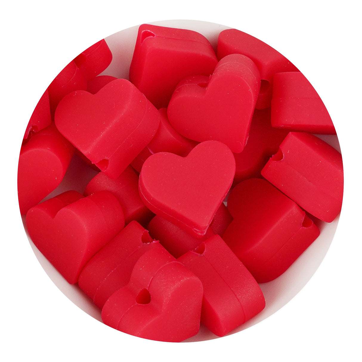 silicone focal bead heart red