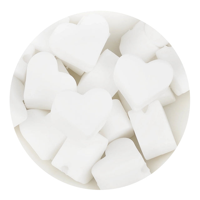 silicone focal bead heart white