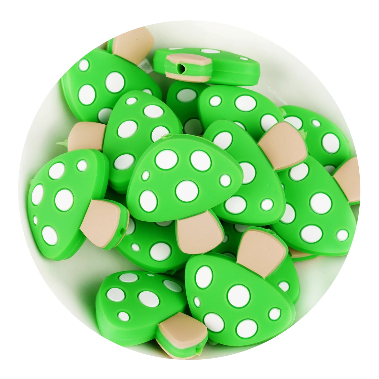 silicone focal bead mushroom green