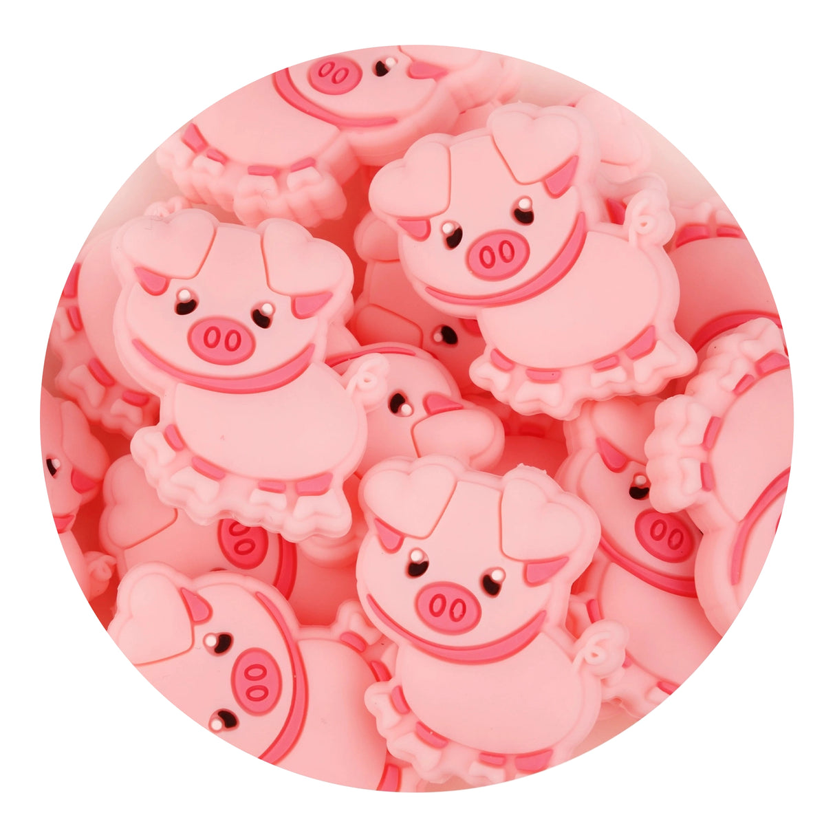 silicone focal bead pig pink