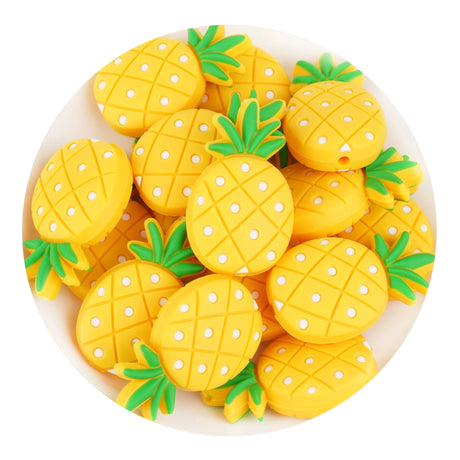 silicone focal bead pineapple yellow
