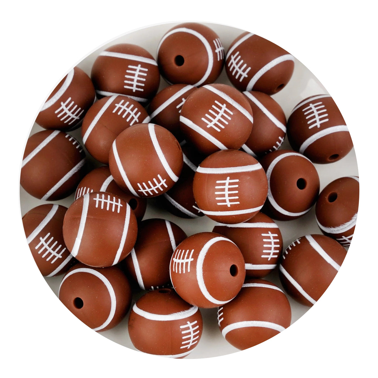 silicone focal bead football brown