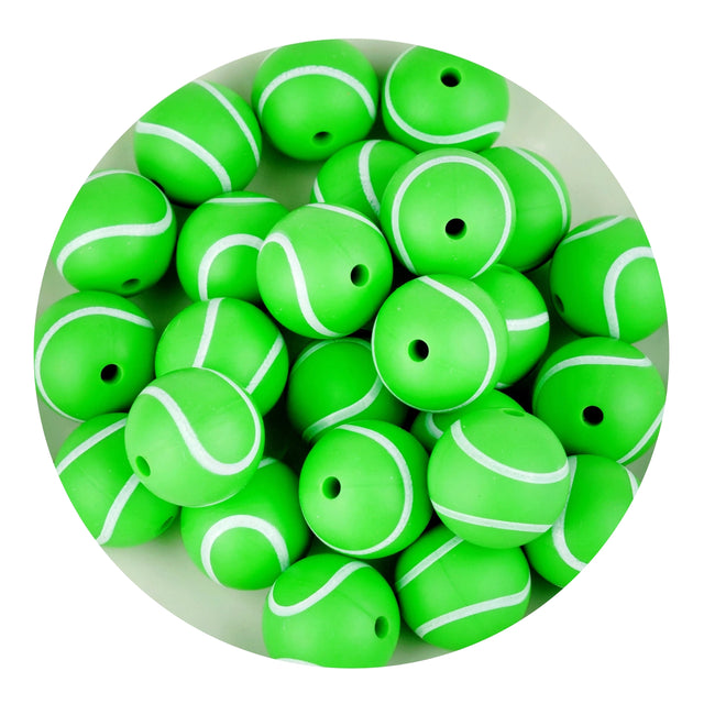 silicone focal bead round tennis green