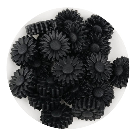 silicone focal bead sunflower black