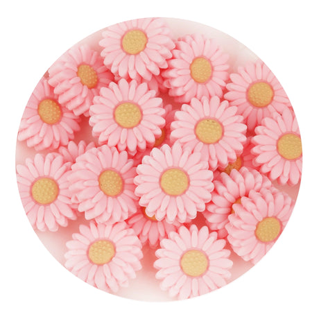 silicone focal bead sunflower candy pink