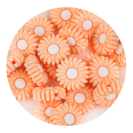 silicone focal bead sunflower peach