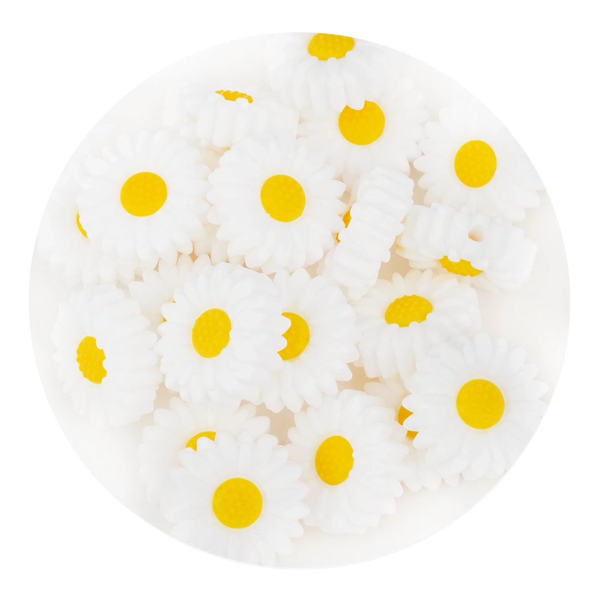 Silicone Focal Bead Sunflower - White
