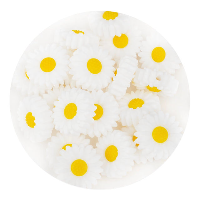 silicone focal bead sunflower white