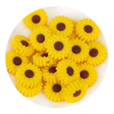 silicone focal bead sunflower yellow