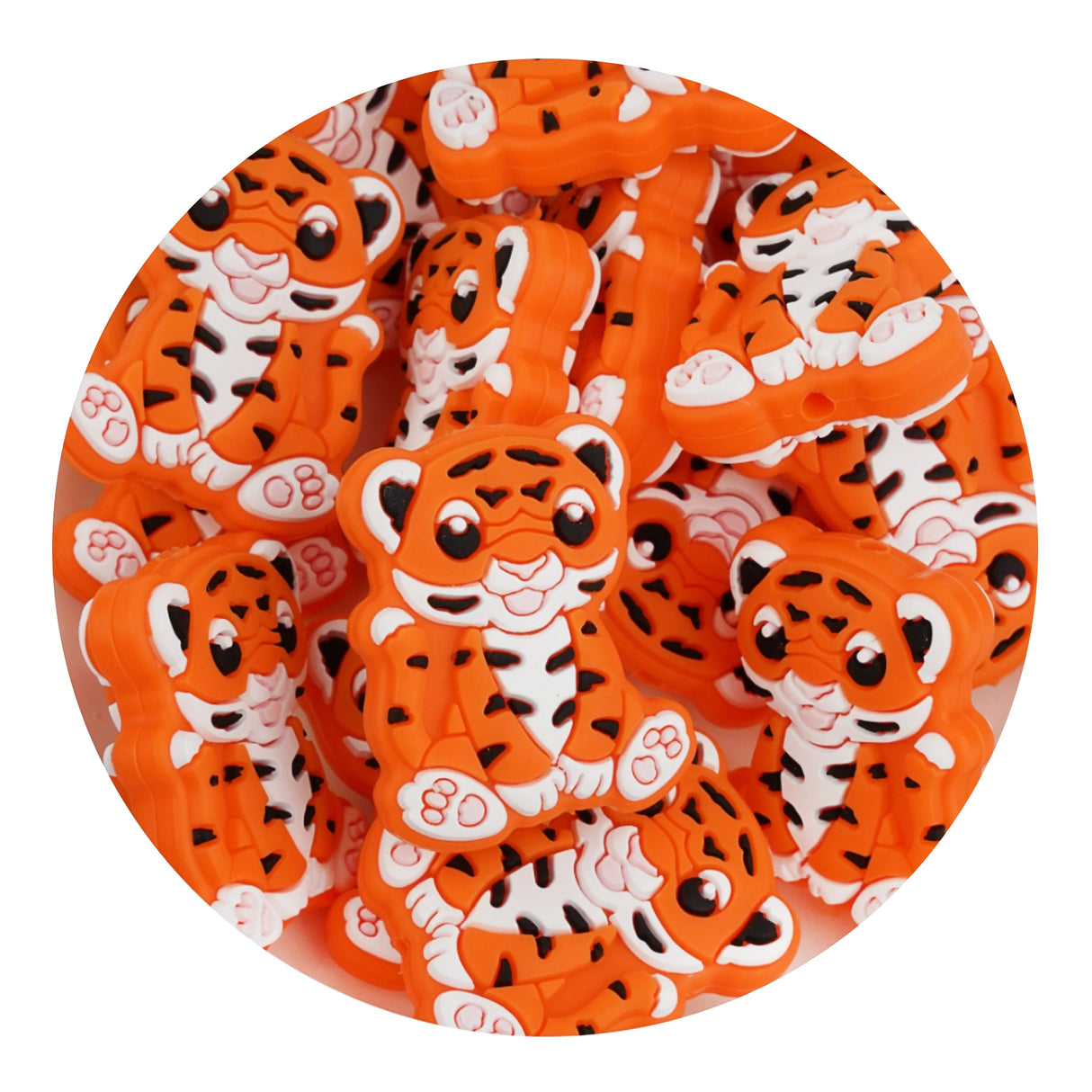 Silicone Focal Bead Tiger - Orange