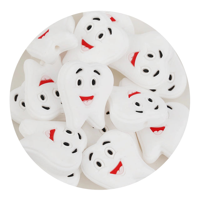 silicone focal bead tooth white