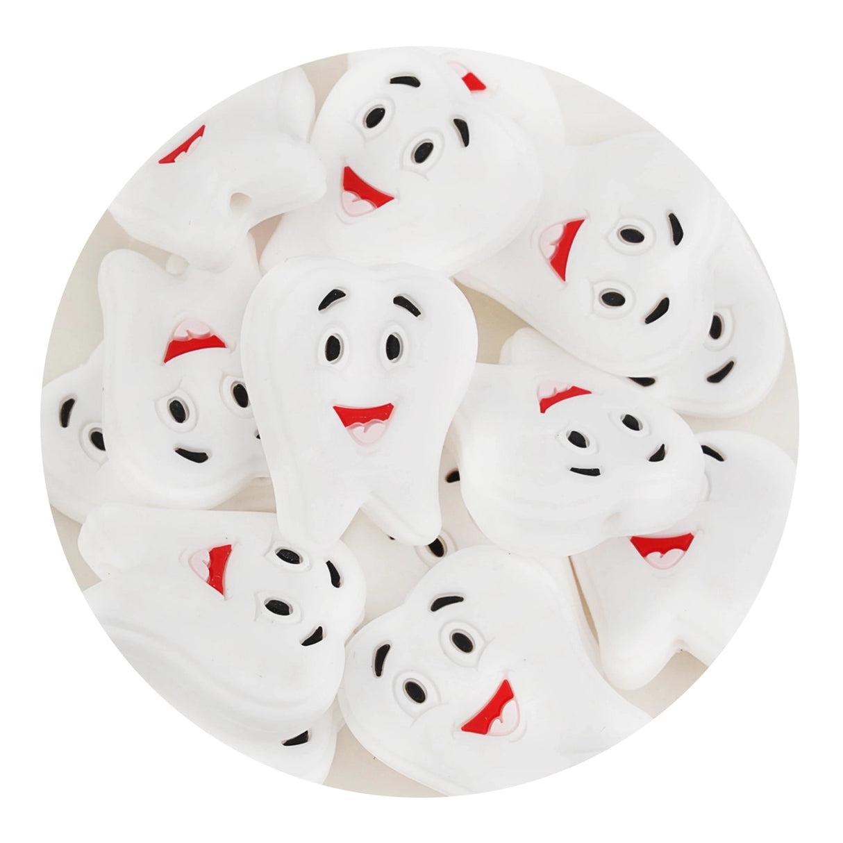 Silicone Focal Bead Tooth - White