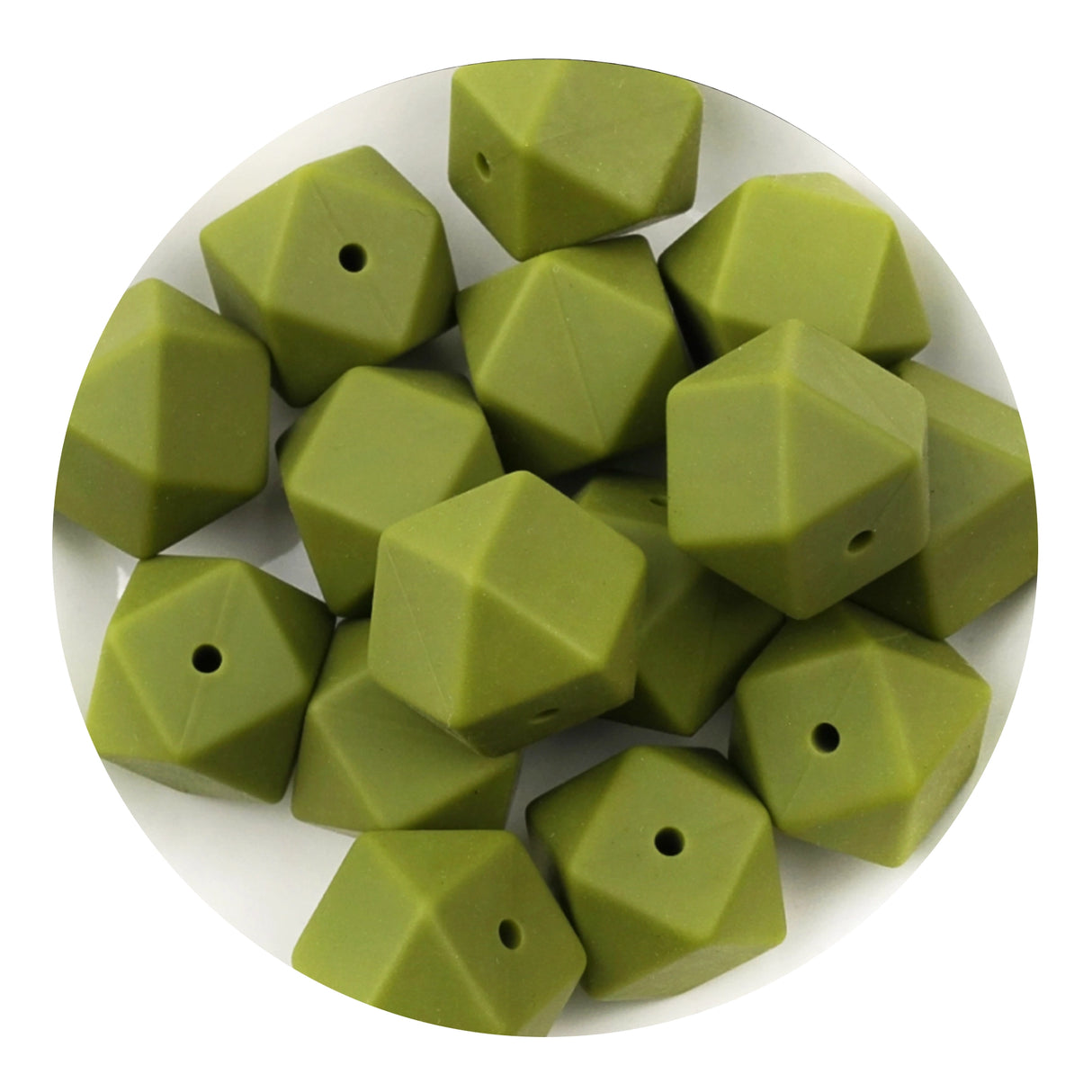 Silicone Bead Hexagon - Army Green