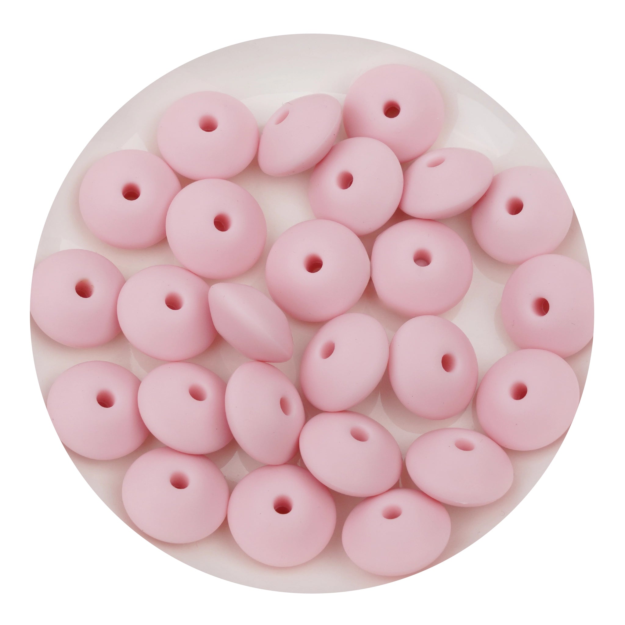 Silicone Bead Lentil Disc - Light Pink