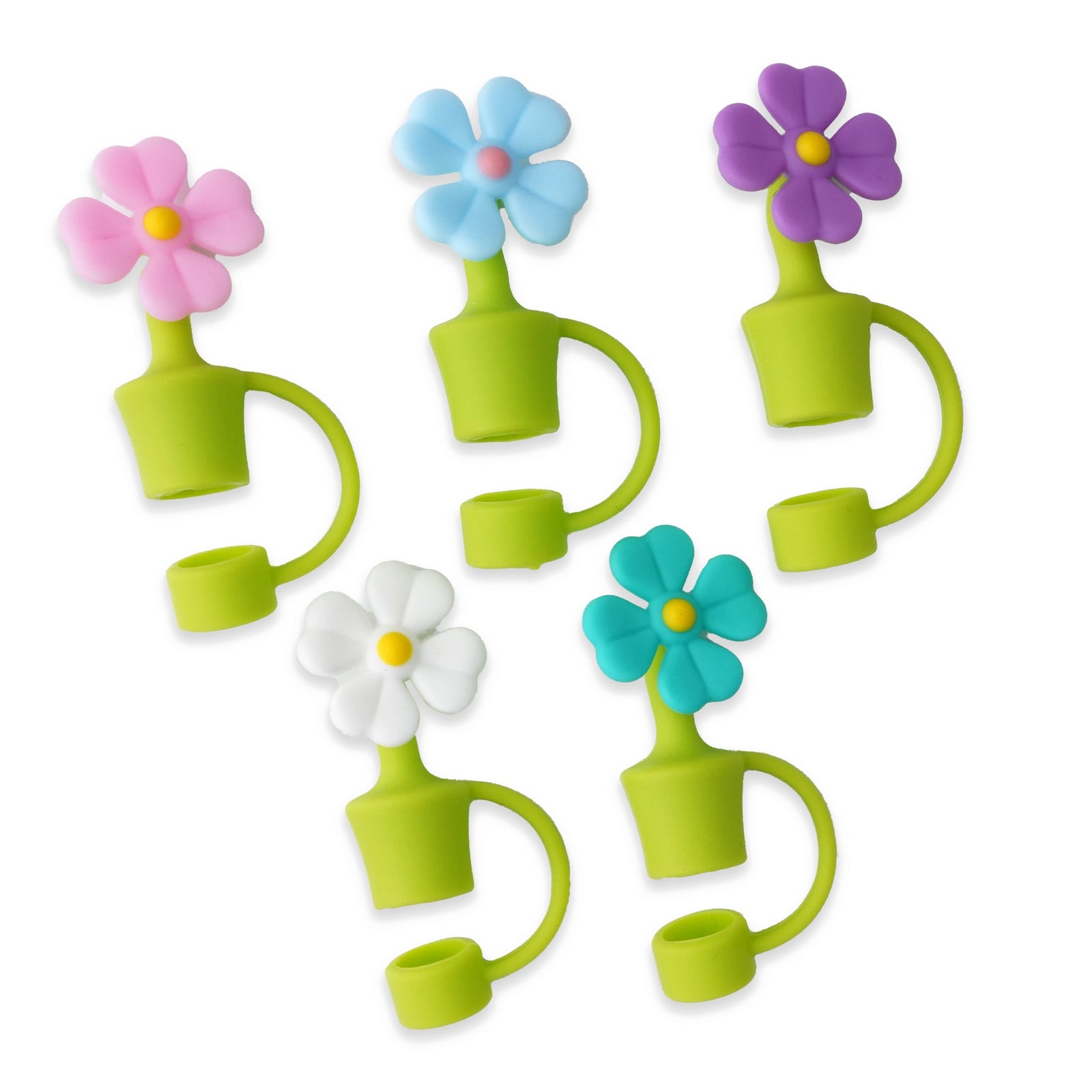 Master Maker Crafts -  Silicone Straw Topper - Assorted Potted Flowers (5 Toppers) | Master Maker Crafts - Wholesale Craft Supplies - Fast Shipping from Ohio