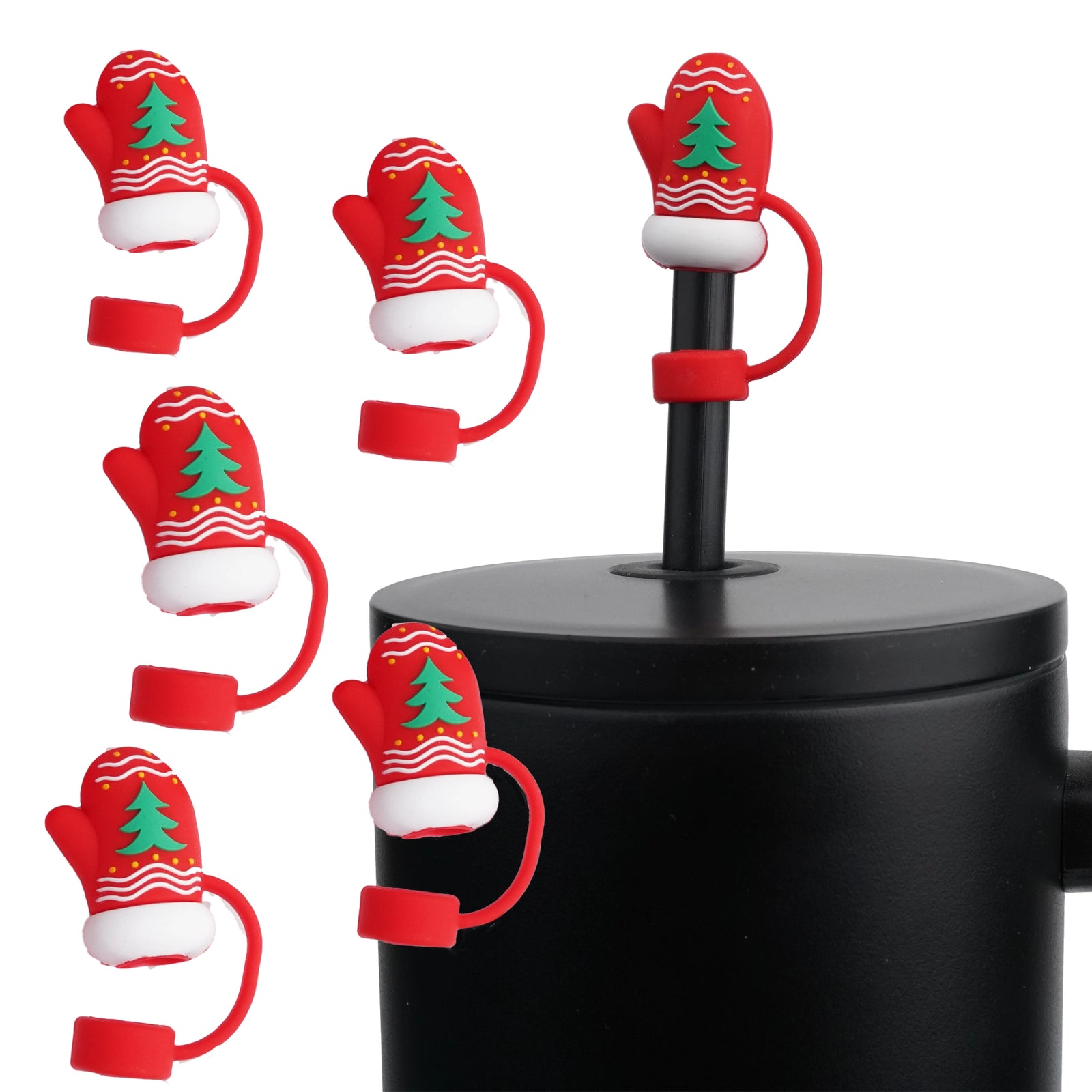 Master Maker Crafts -  Silicone Straw Topper - Mitten Red (5 Toppers) | Master Maker Crafts - Wholesale Craft Supplies - Fast Shipping from Ohio