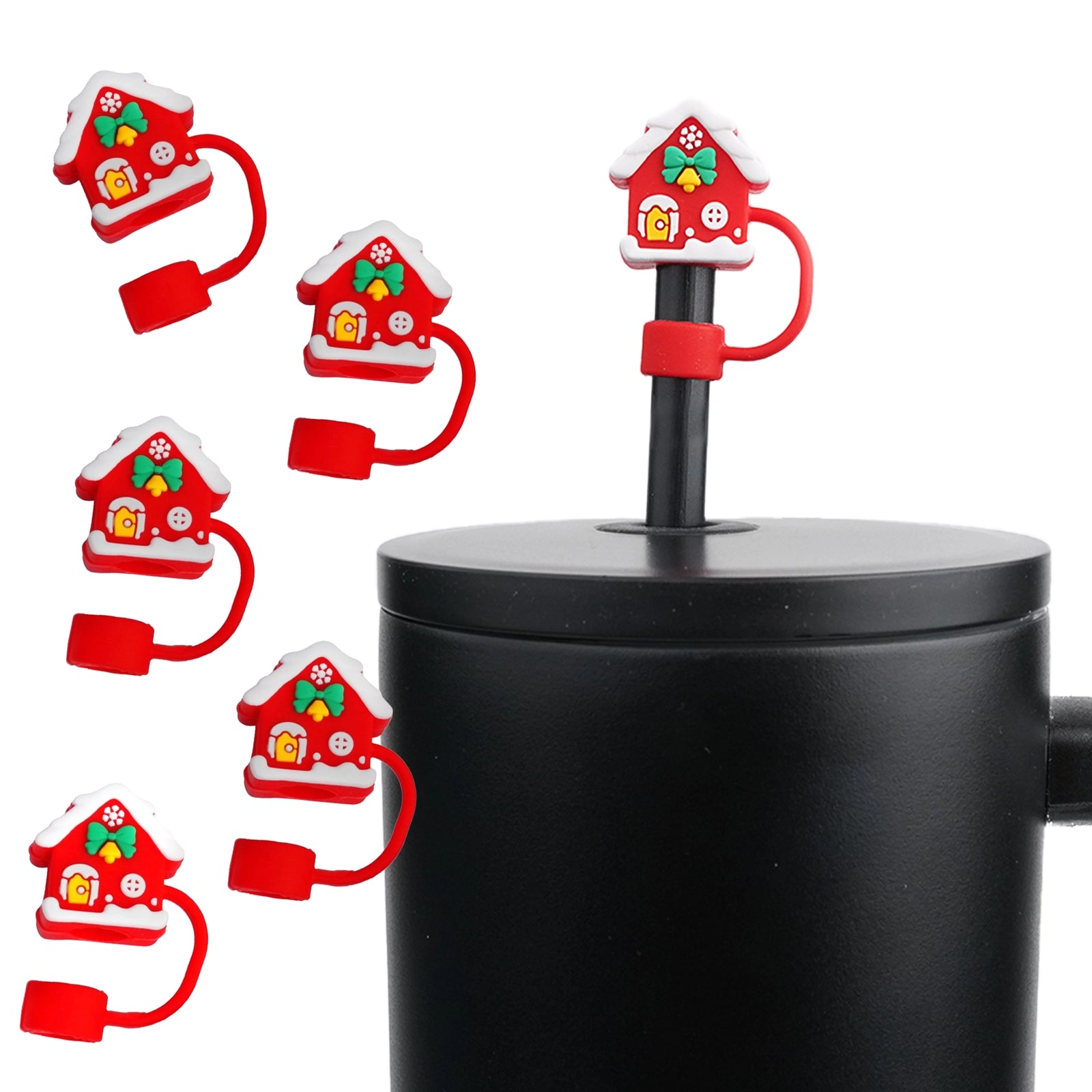 Master Maker Crafts -  Silicone Straw Topper - Snowy House (5 Toppers) | Master Maker Crafts - Wholesale Craft Supplies - Fast Shipping from Ohio