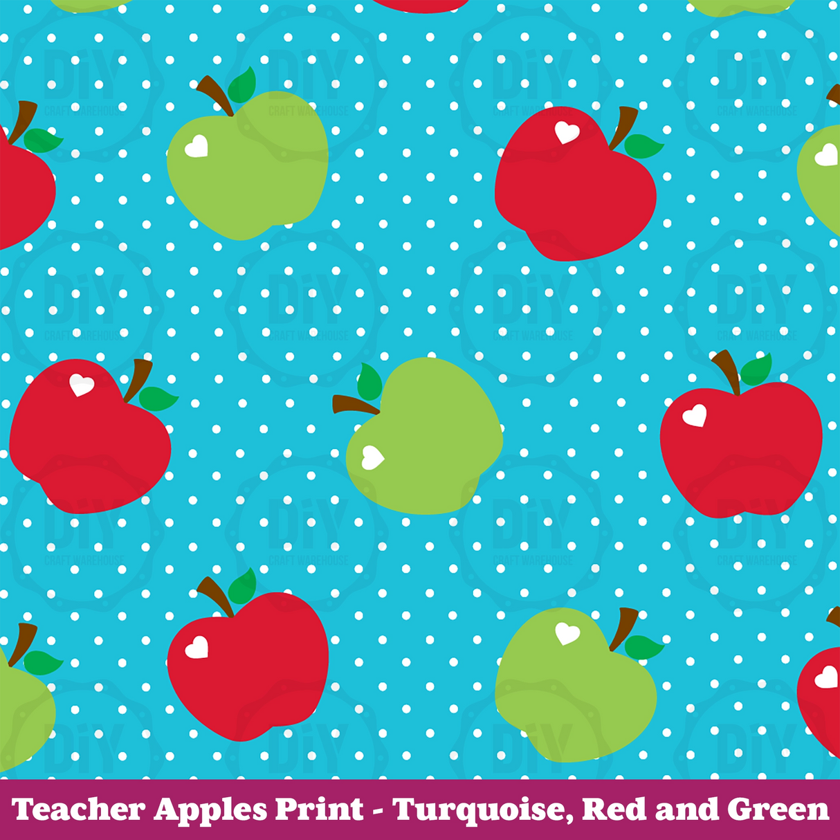 Teacher Apples Sublimation Transfer - Turquoise Red & Green