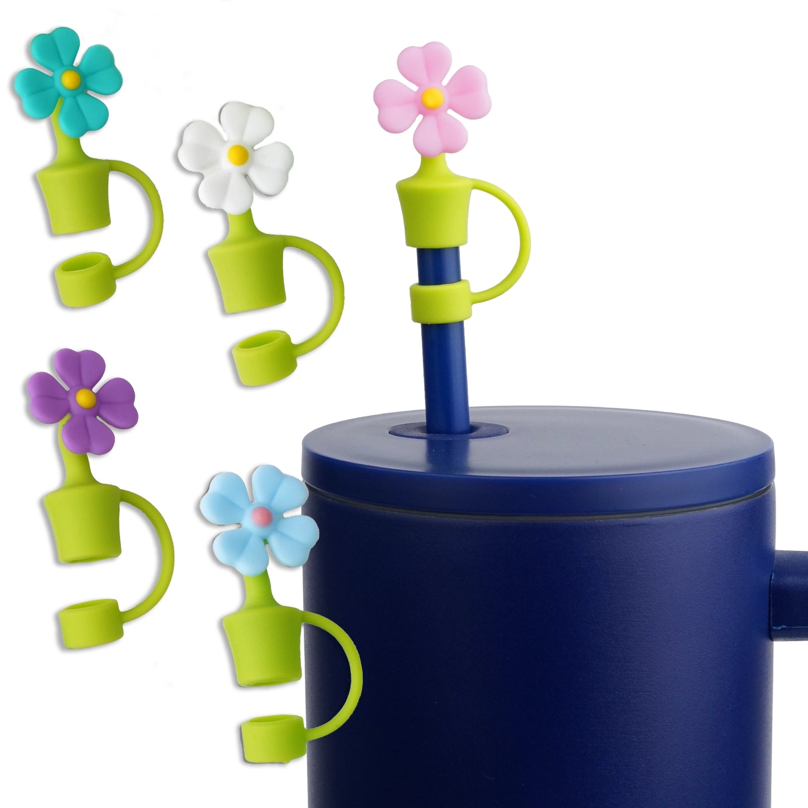 Master Maker Crafts -  Silicone Straw Topper - Assorted Potted Flowers (5 Toppers) | Master Maker Crafts - Wholesale Craft Supplies - Fast Shipping from Ohio