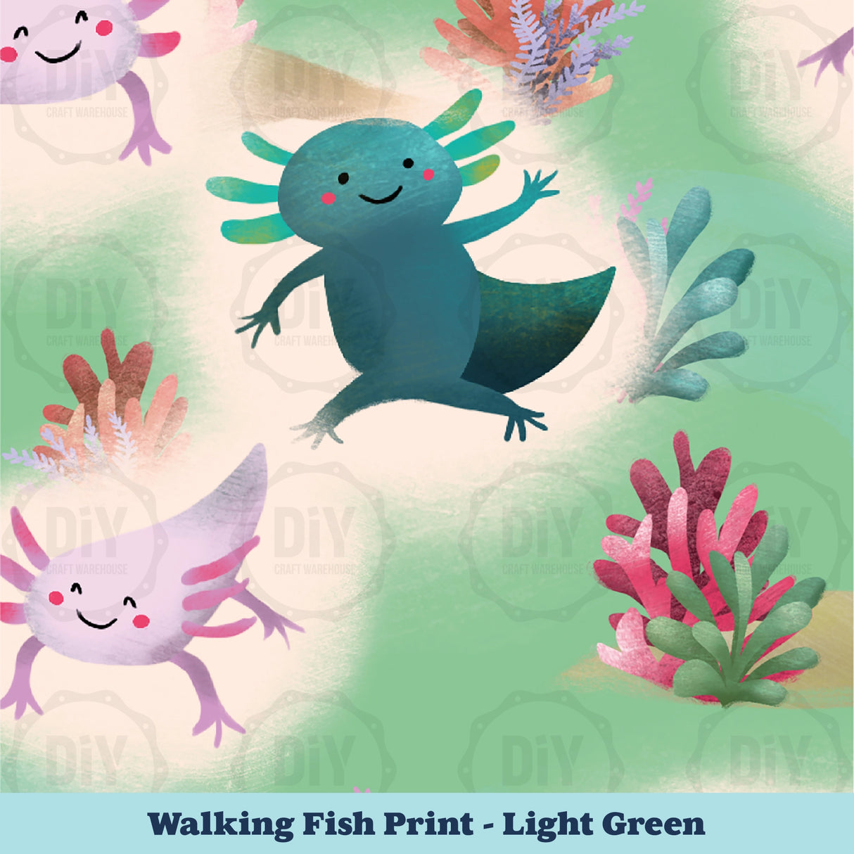 Walking Fish Sublimation Transfer - Light Green