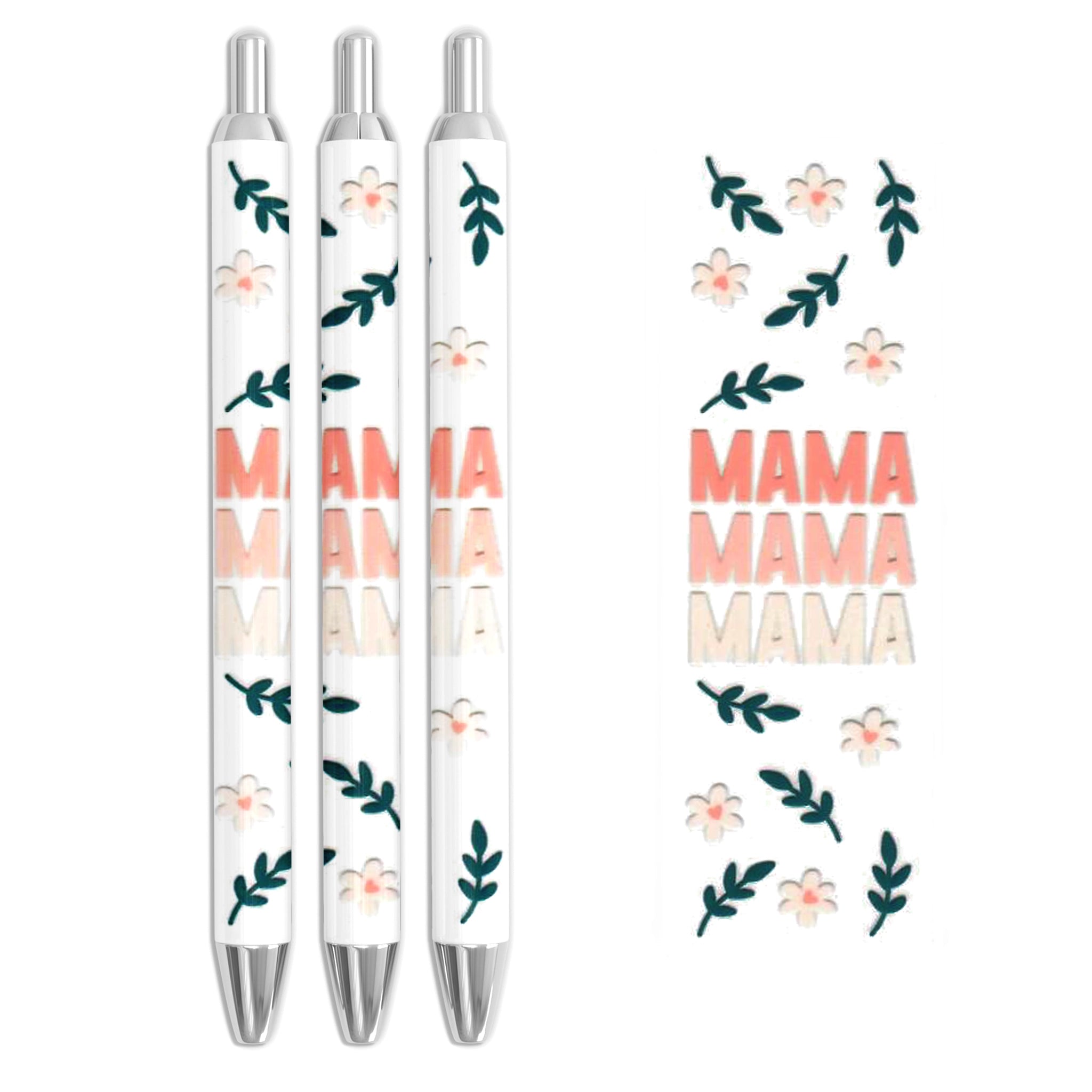 Master Maker Crafts -  UV DTF Pen Wrap Only - Mama Flowers & Leaves 5 Decals 4.25" x 1.25" (Pen NOT Inclued) | Master Maker Crafts - Wholesale Craft Supplies - Fast Shipping from Ohio DIY Craft Warehouse