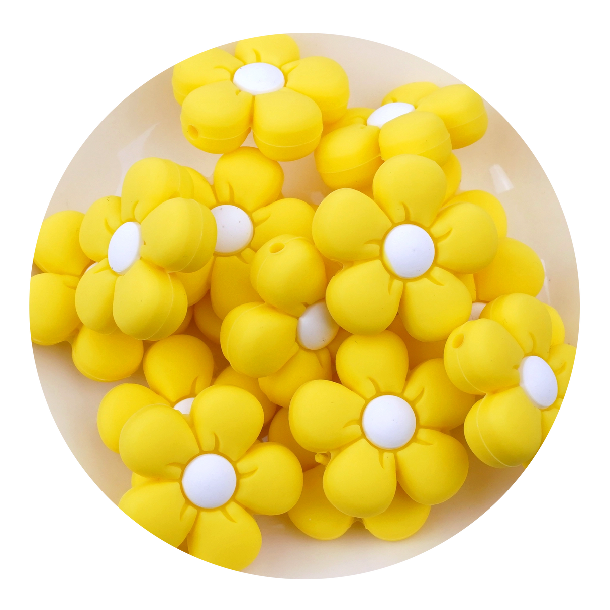 silicone focal bead daisy yellow