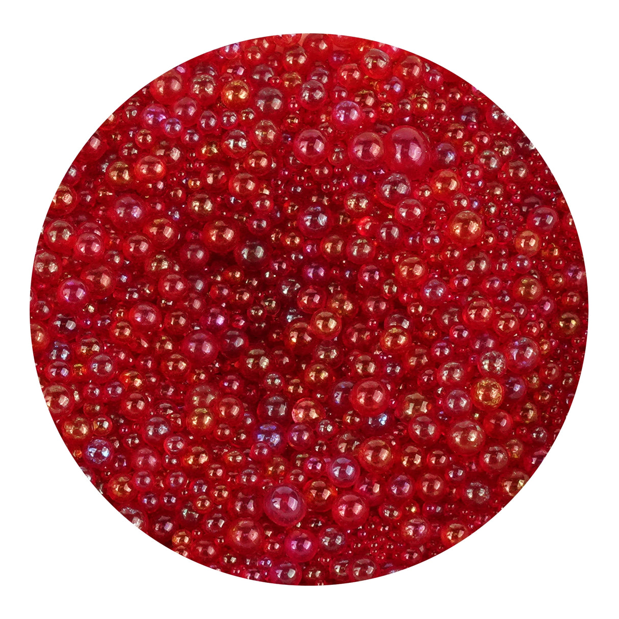 mini bubble beads glass red