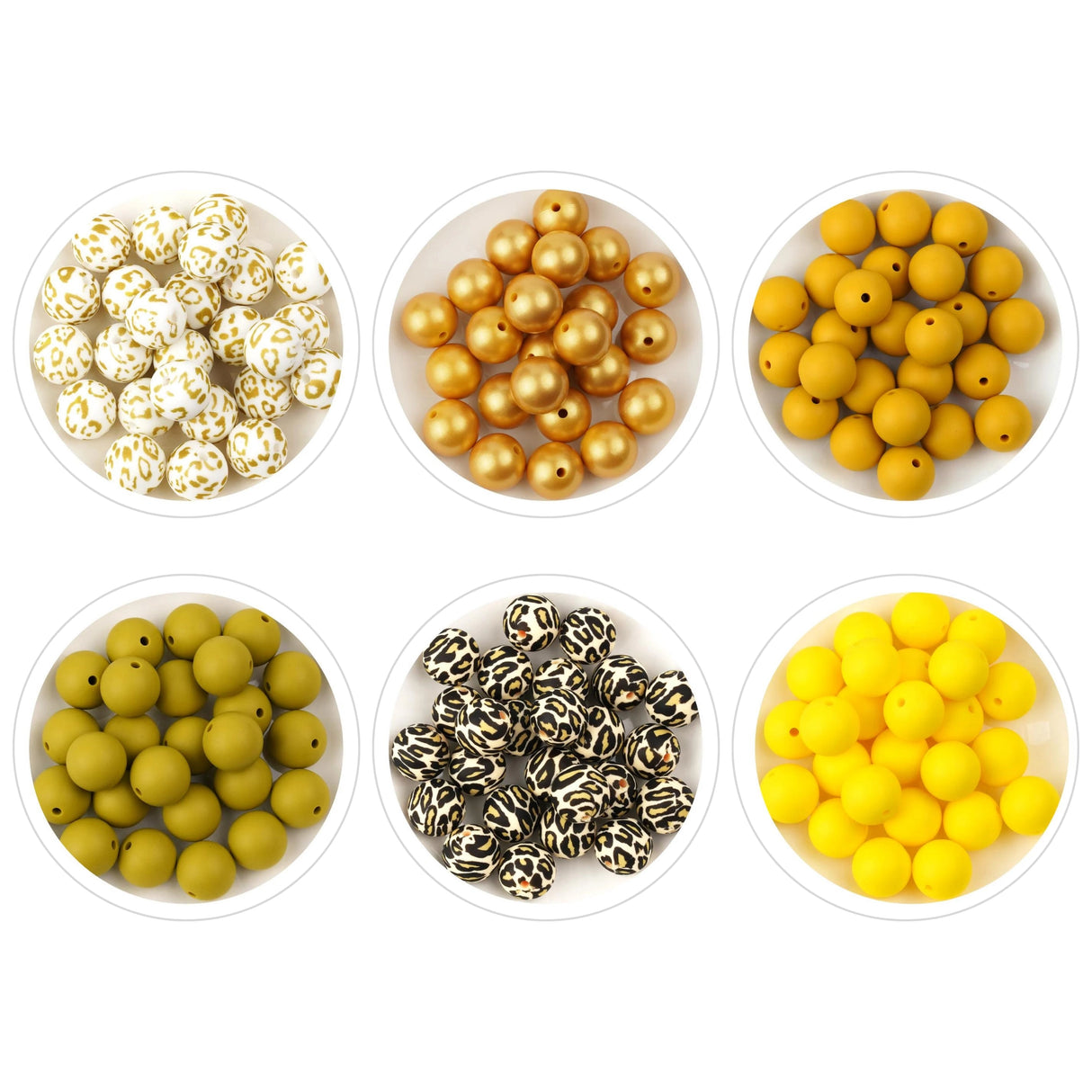 Assorted Pack - Golden Radiance Round Silicone Beads