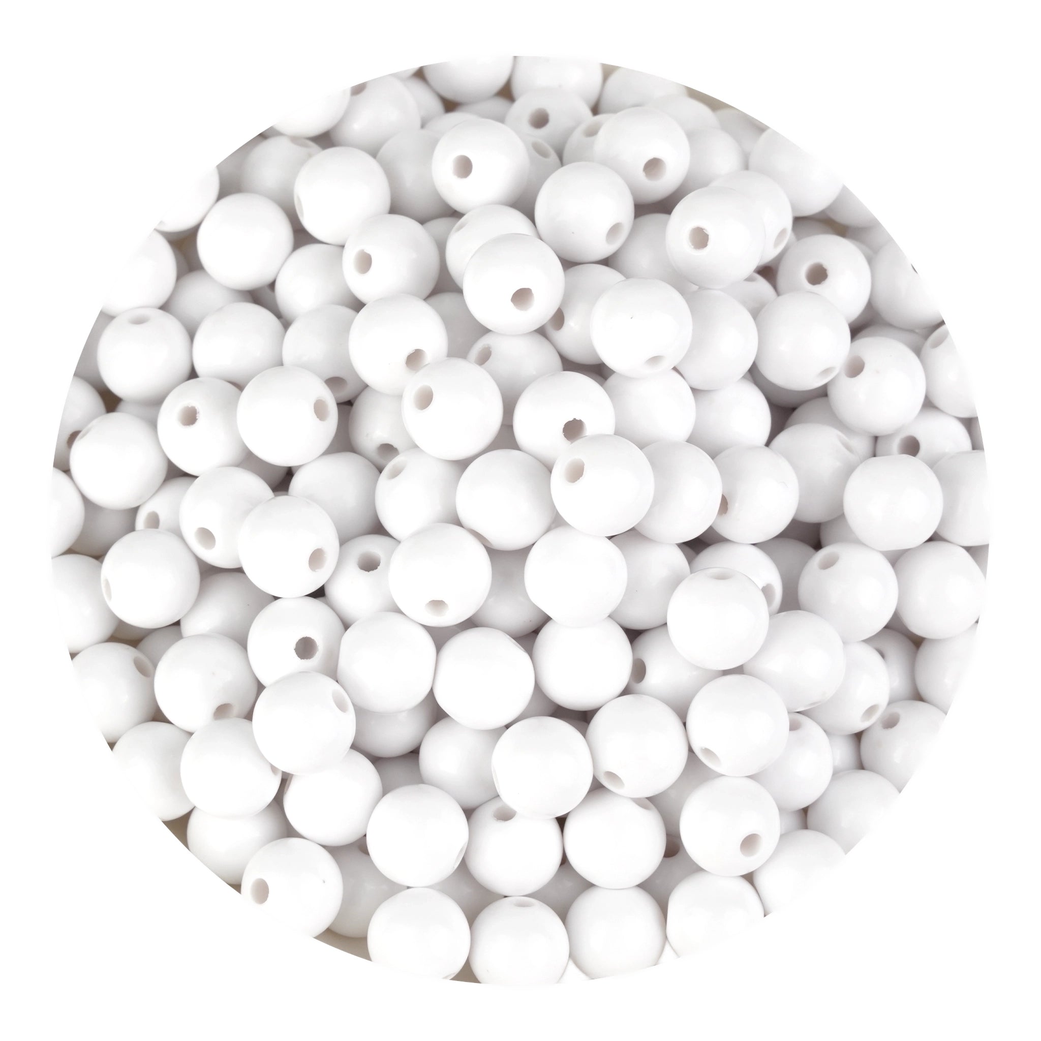 Acrylic Round String Beads - White - DIY Craft Warehouse