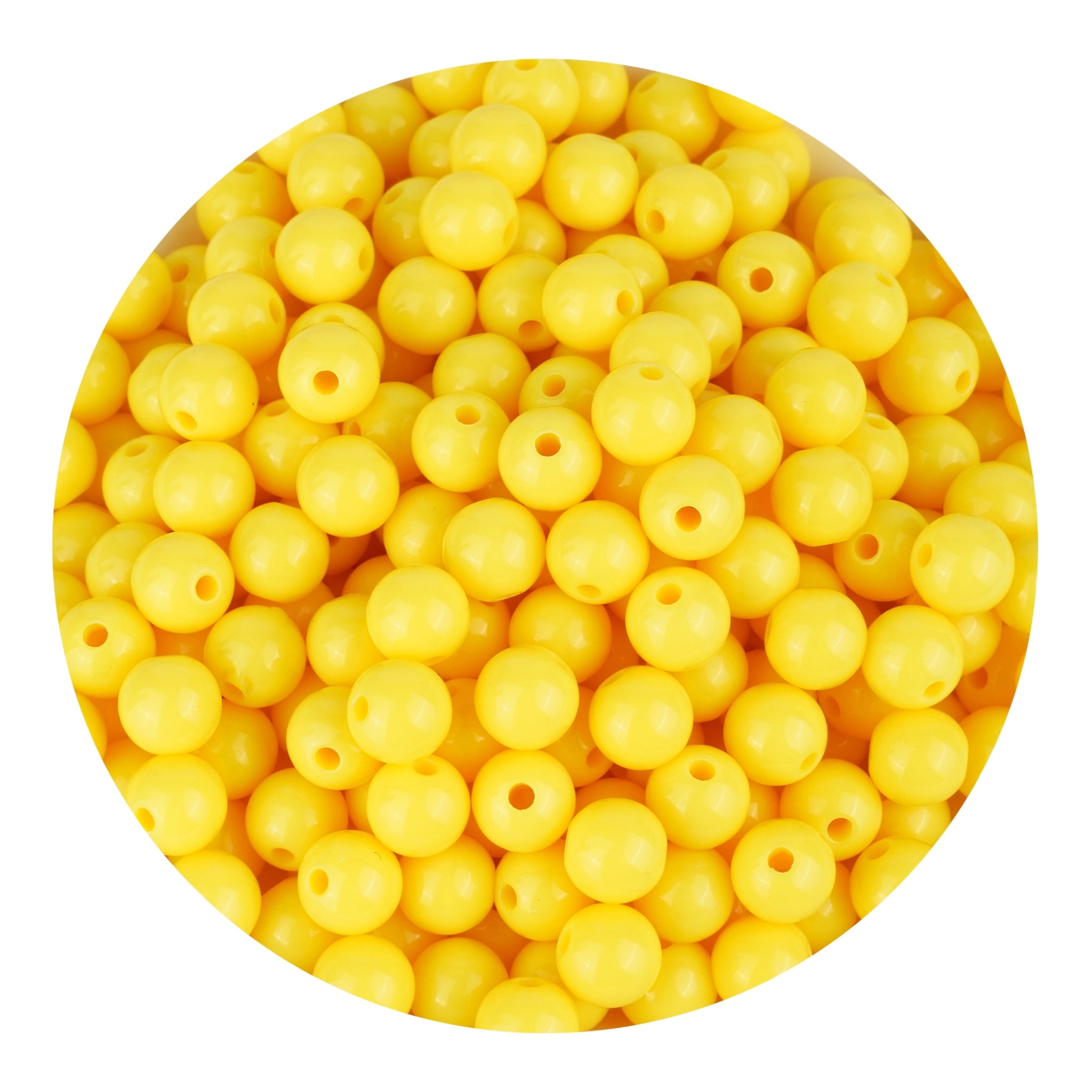 Acrylic Round String Beads - Yellow - Bulk Craft Supplies - Wholesale Prices