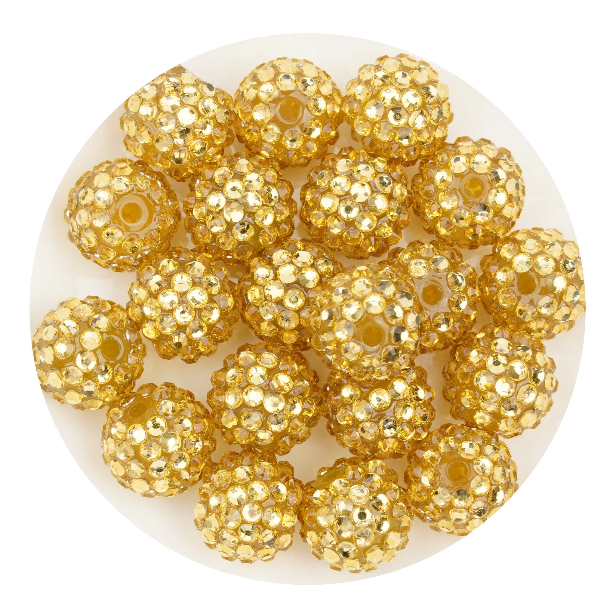 Acrylic Round String Bubblegum Bling Beads - Gold - DIY Craft Warehouse