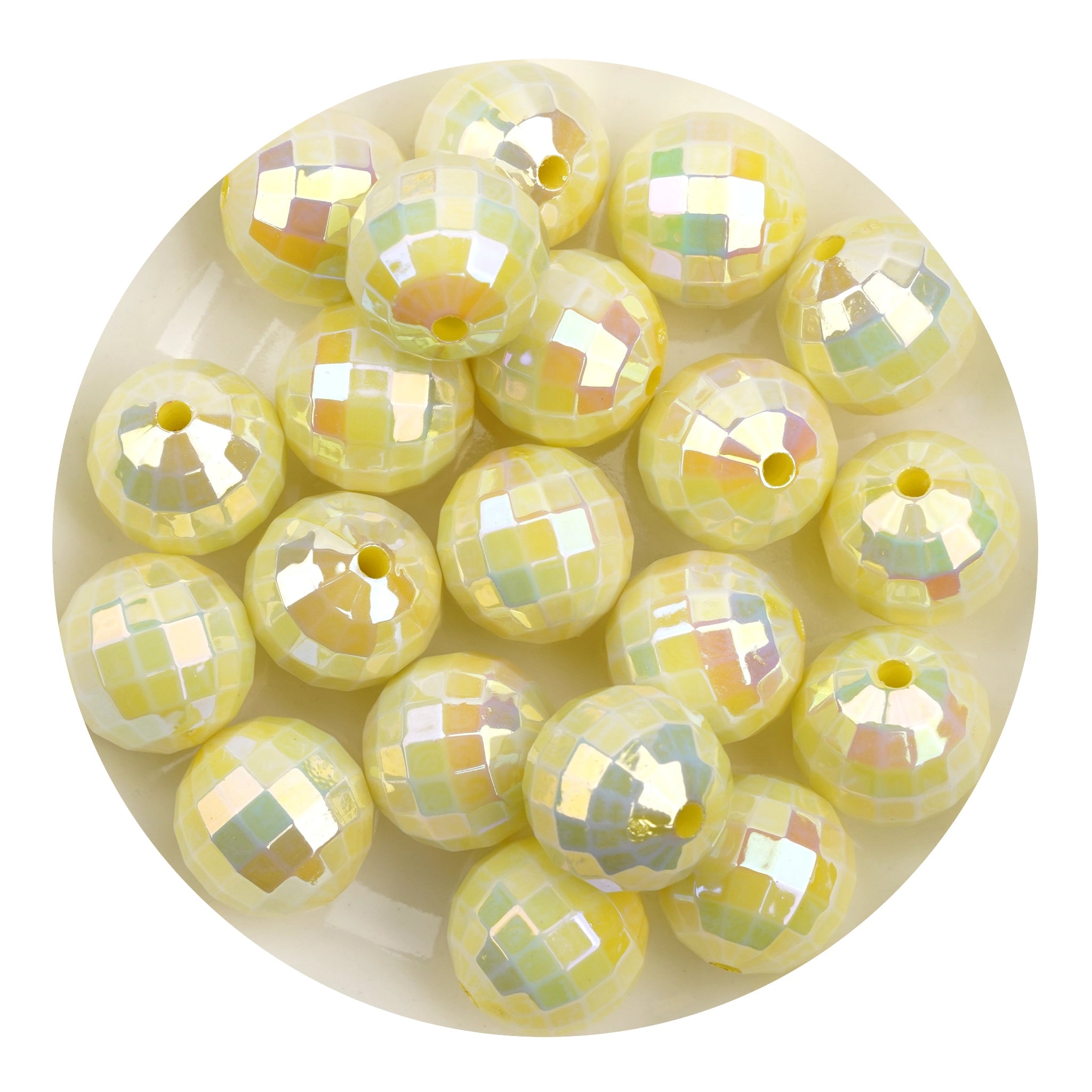 Acrylic Round String Disco Bling Beads - Yellow - DIY Craft Warehouse