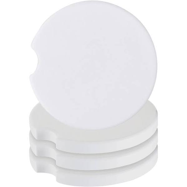 Car Coaster Ceramic - White Glossy - DIY Craft Warehouse