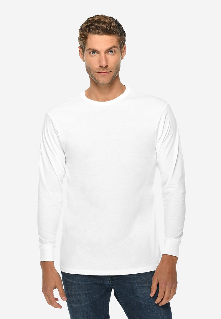 Crewneck T-Shirt Long Sleeve - White - DIY Craft Warehouse